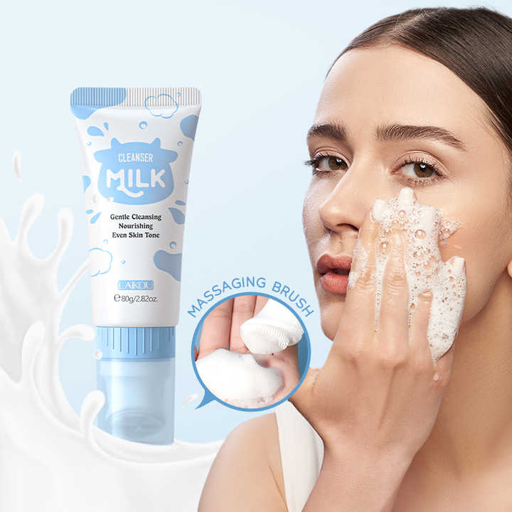 LAIKOU 80g Brightening Moisturizing Facial Foam Deep Cleansing Pore Cleaner Adults Dry OBM Milk Cleansing Lotion Gel Oil