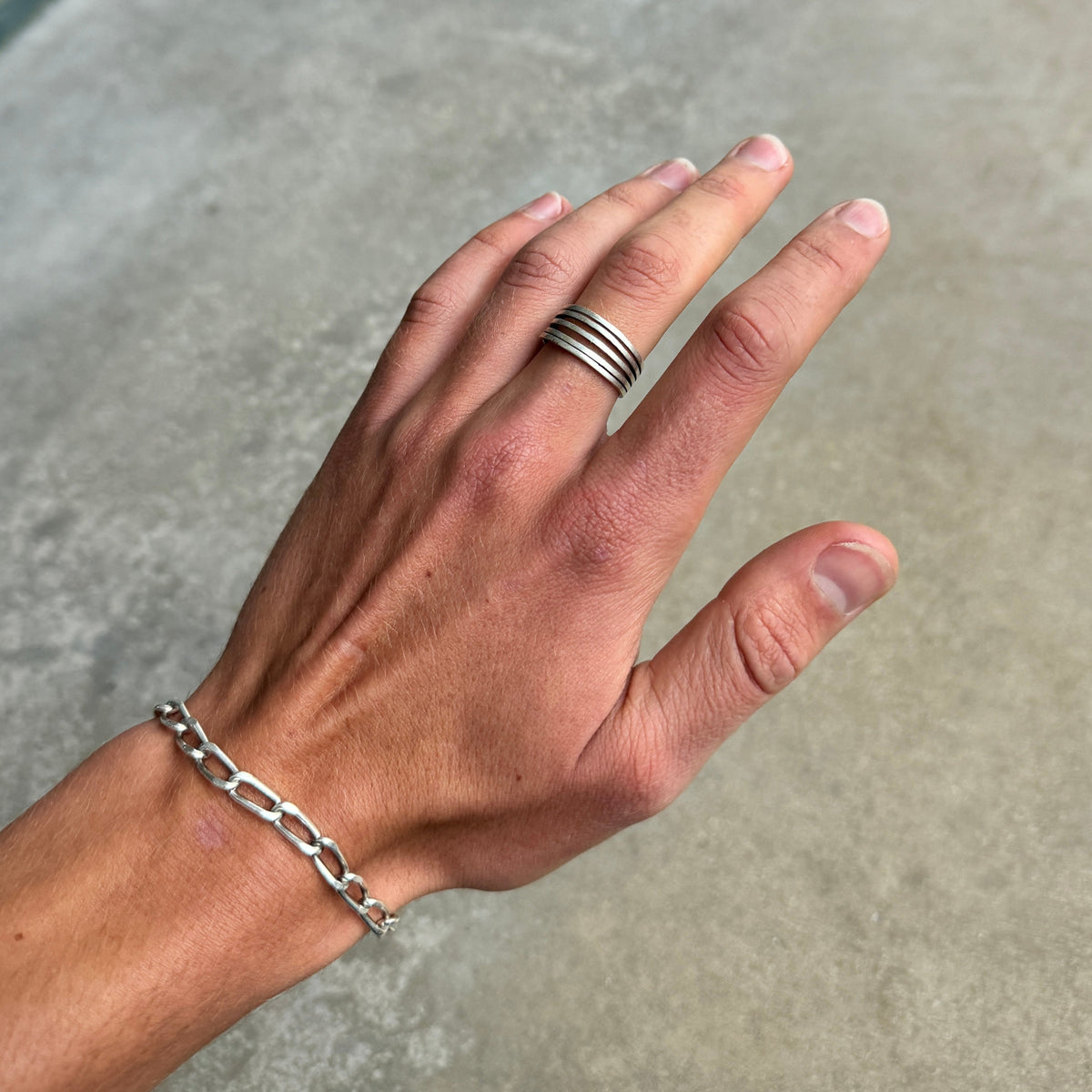 5 Lines Silver Ring