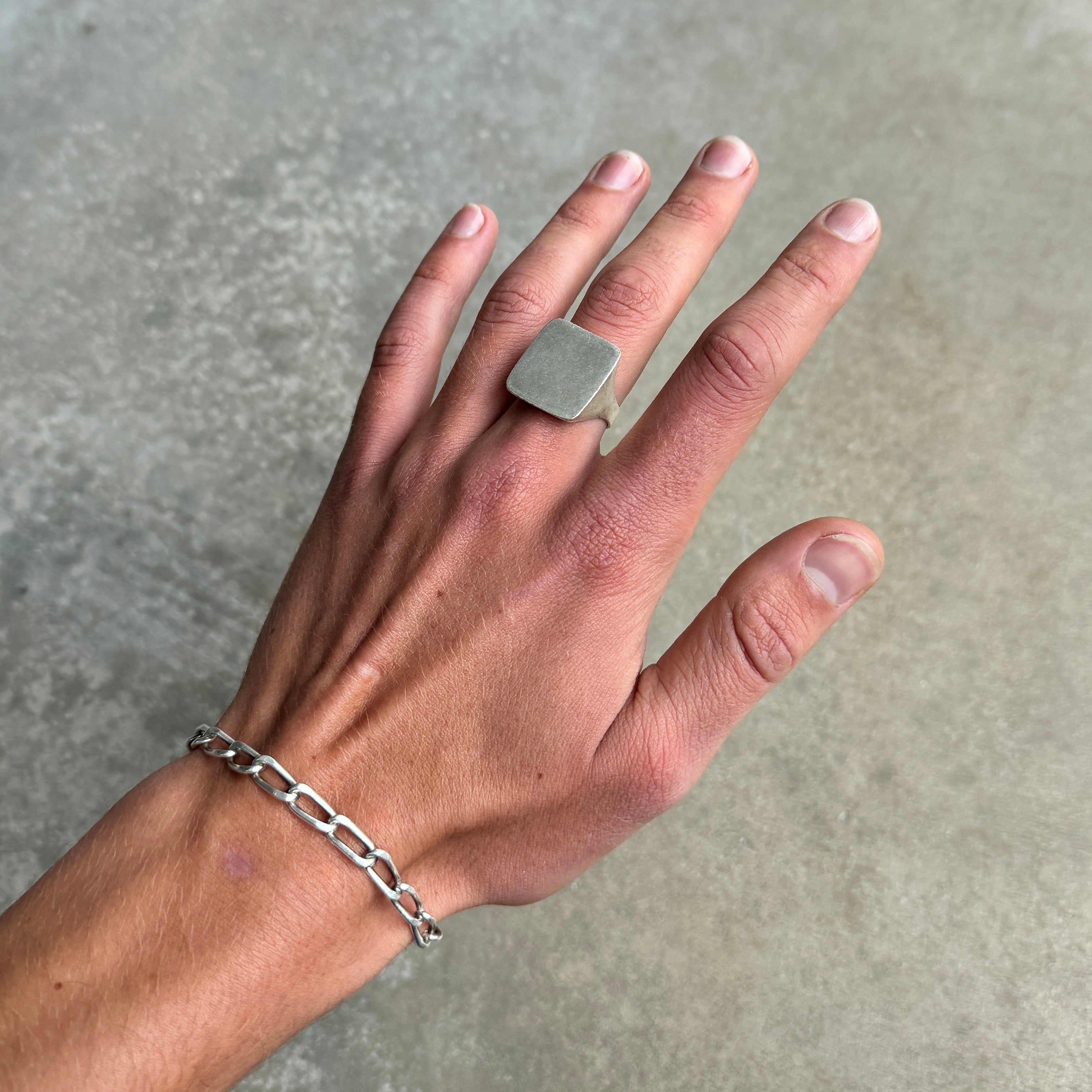 Minimalist Square Silver Ring