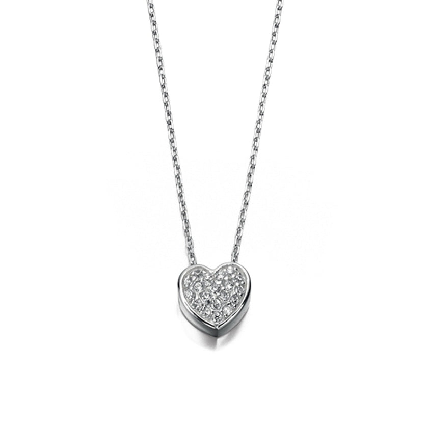 Beginnings Pave Heart Necklace with Cubic Zirconia 40+5cm
