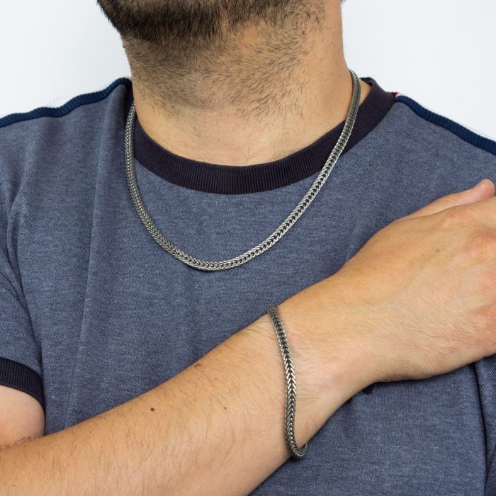 Fred Bennett Oxidised Foxtail Chain Necklace