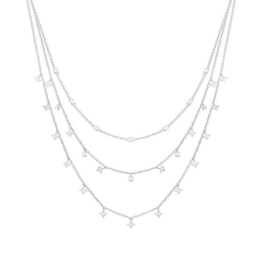 Diamonfire Triple Row Zirconia Necklace