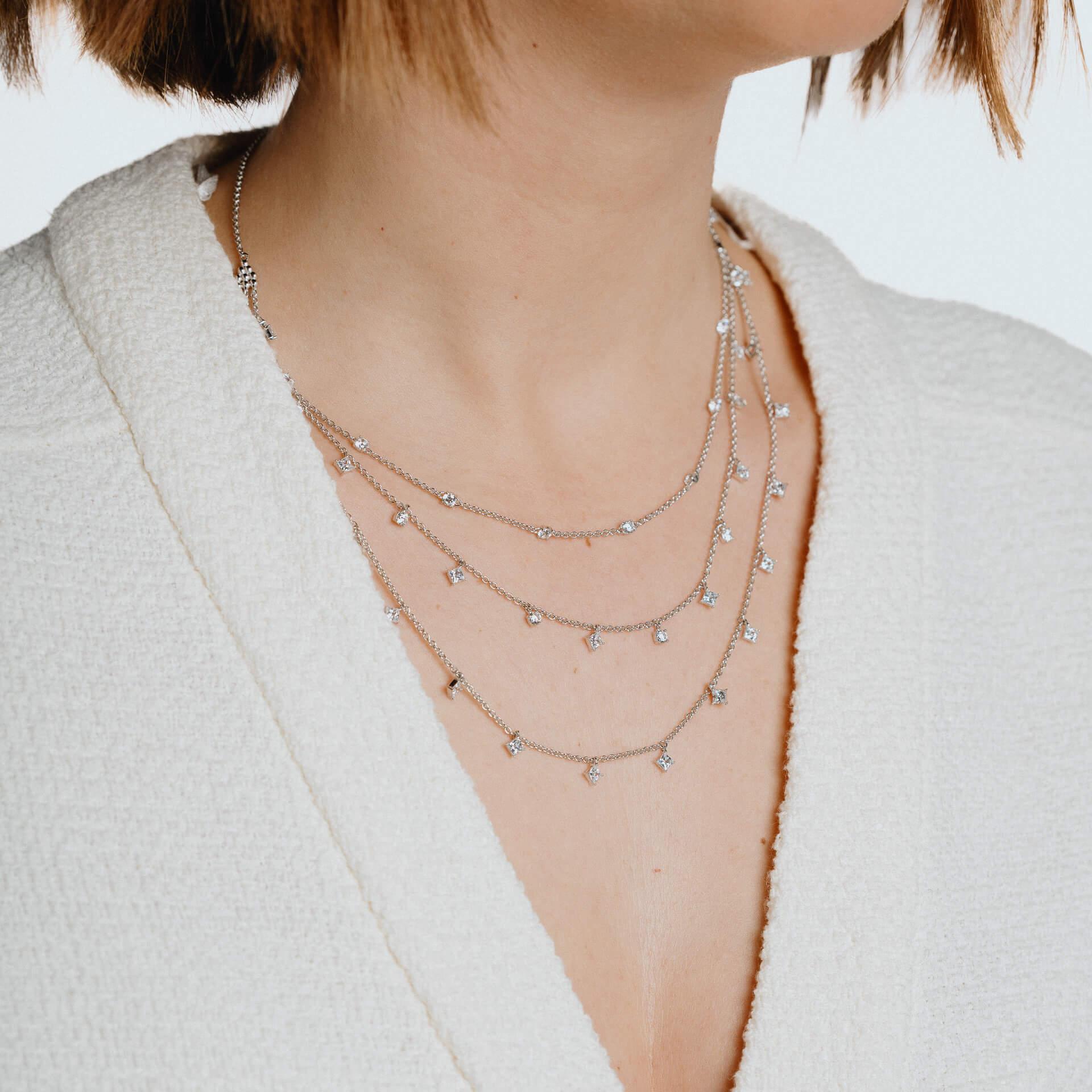 Diamonfire Triple Row Zirconia Necklace
