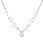 Diamonfire Teardrop Zirconia Double Chain Necklace