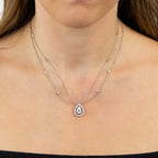Diamonfire Teardrop Zirconia Double Chain Necklace