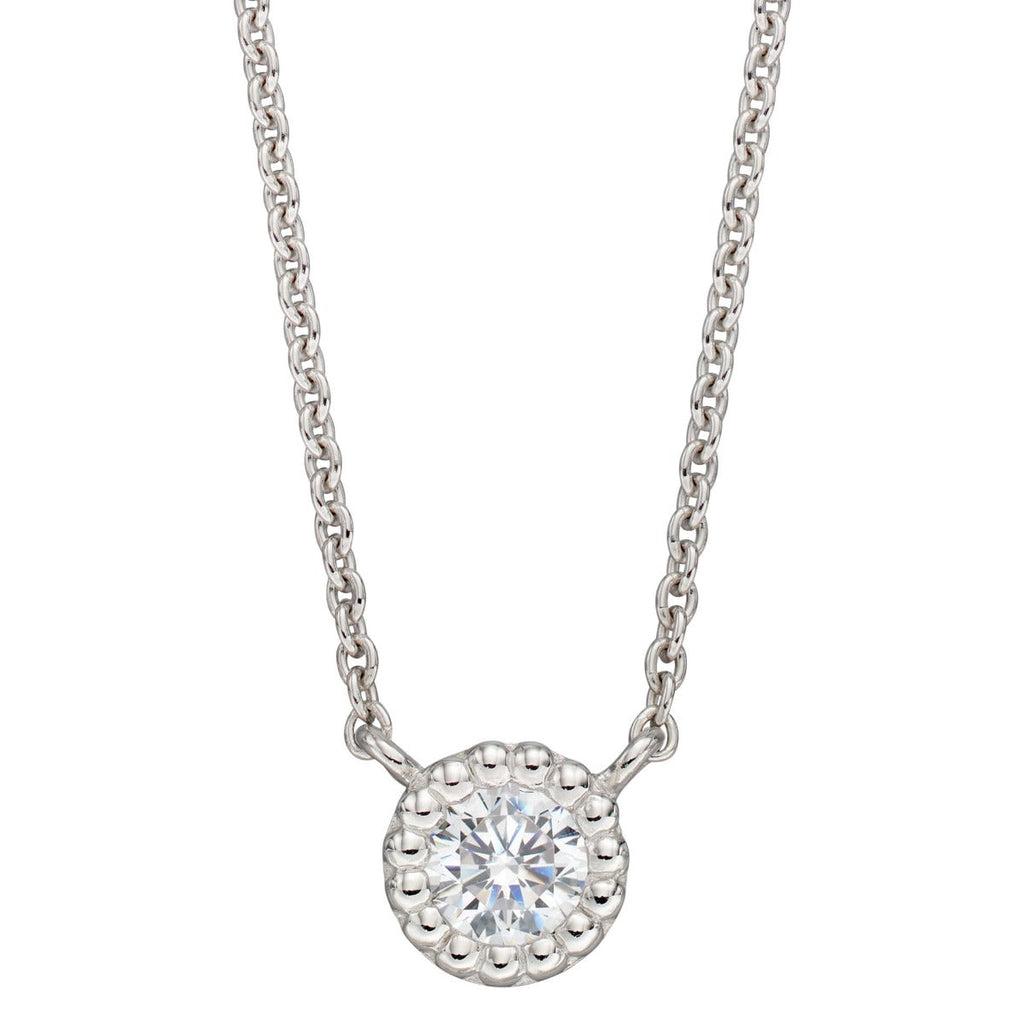 Beginnings Millegrain Edge Cubic Zirconia Necklace