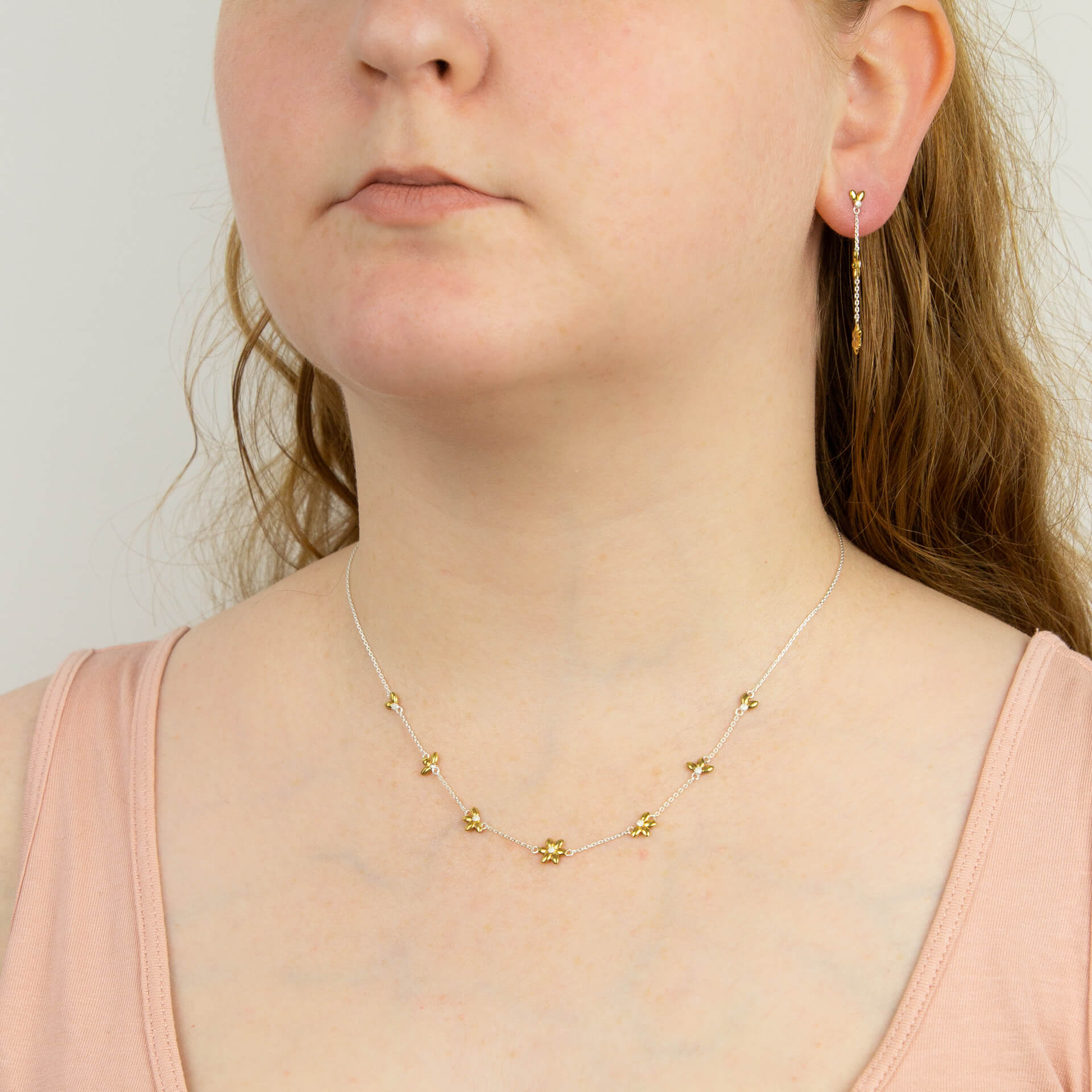 Beginnings Sunflower Drop Earrings with Yellow Gold Plating