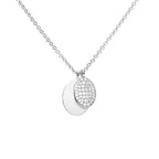 Diamonfire Engravable Plain Tag Necklace with Pave Set Tag