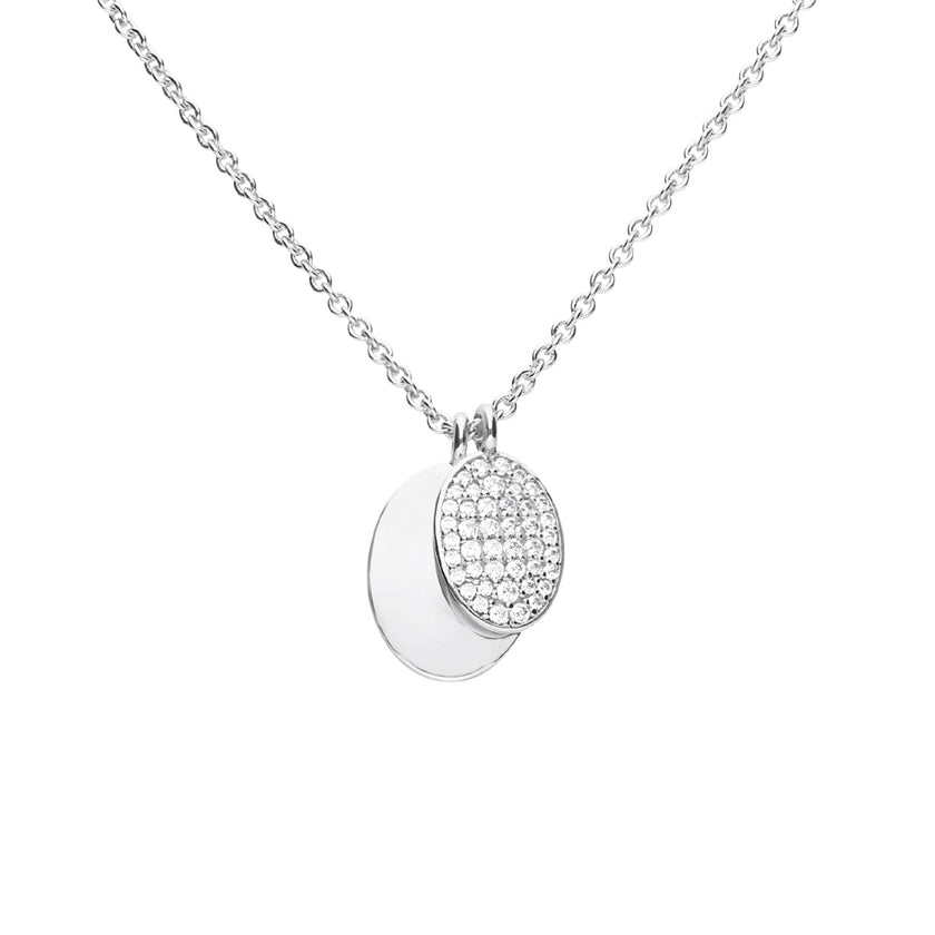 Collar con colgante liso grabable Diamonfire y colgante con pavé
