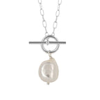 Beginnings T-Bar Chain Necklace with White Pearl