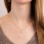 Diamonfire Station Necklace with Shell Pearl