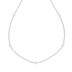 D For Diamond Pearl Station Necklace with Diamond