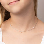 D For Diamond Pearl Station Necklace with Diamond