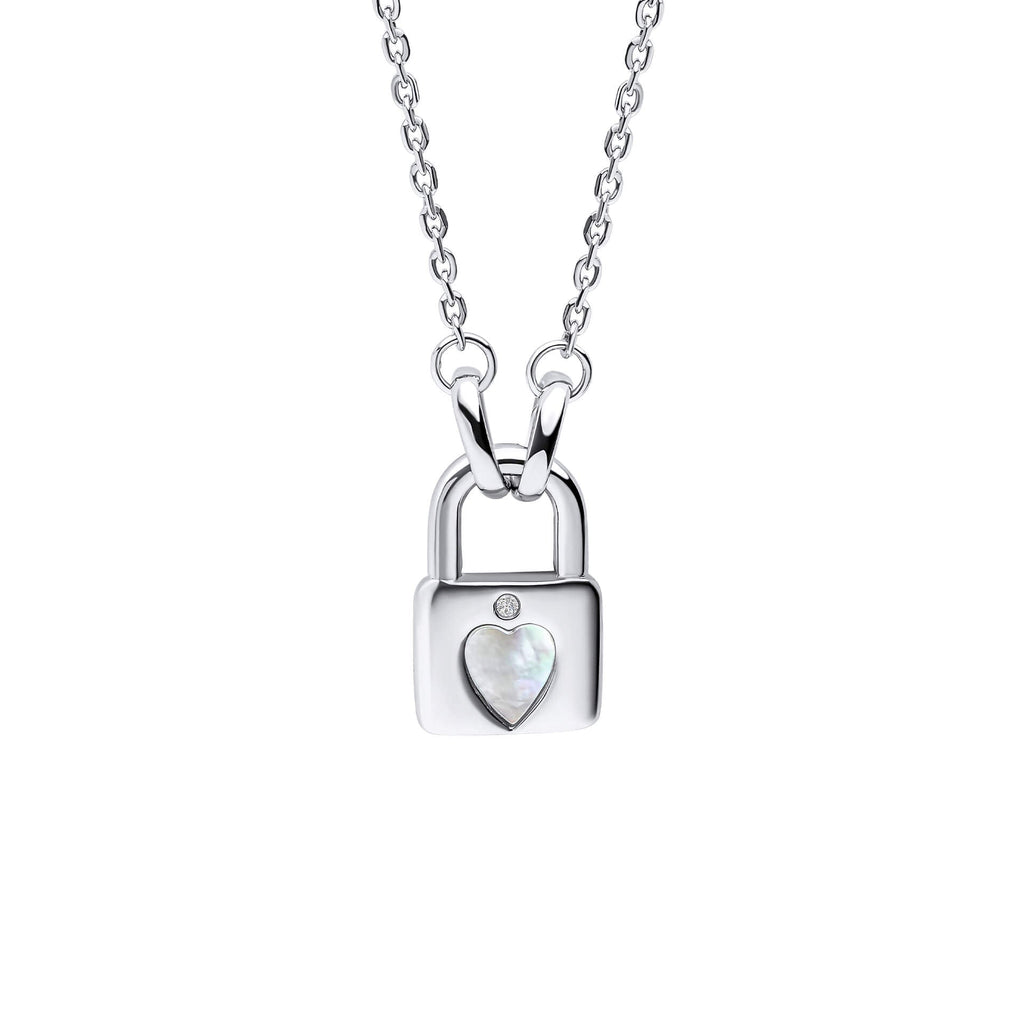 D For Diamond Padlock Heart Necklace with Diamond