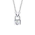 D For Diamond Padlock Heart Necklace with Diamond