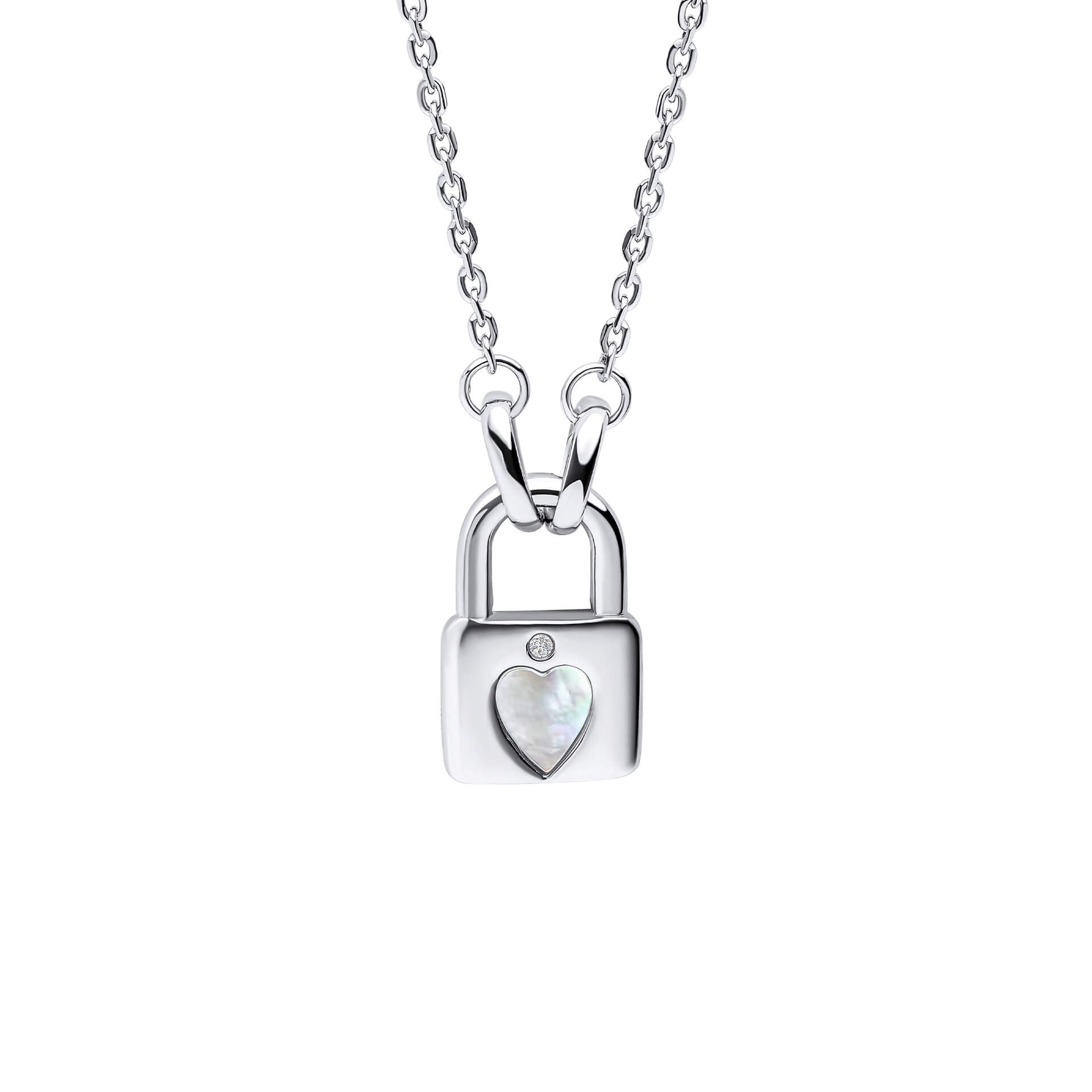 D For Diamond Padlock Heart Necklace with Diamond