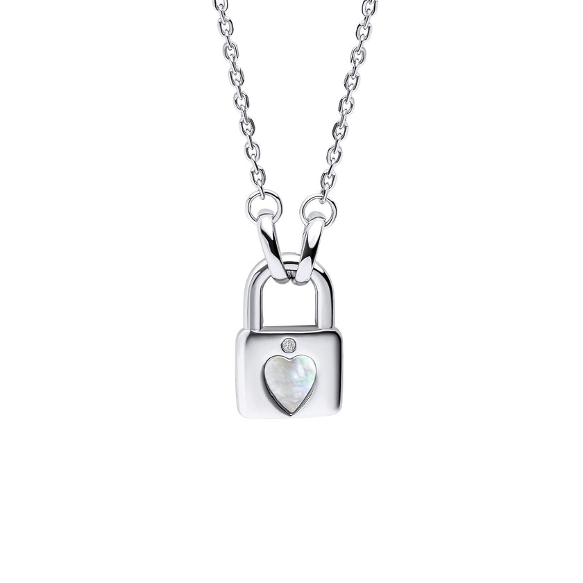 D For Diamond Padlock Heart Necklace with Diamond
