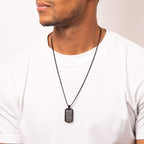 Fred Bennett Black Plated Steel and Carbon Fibre Dog Tag Pendant
