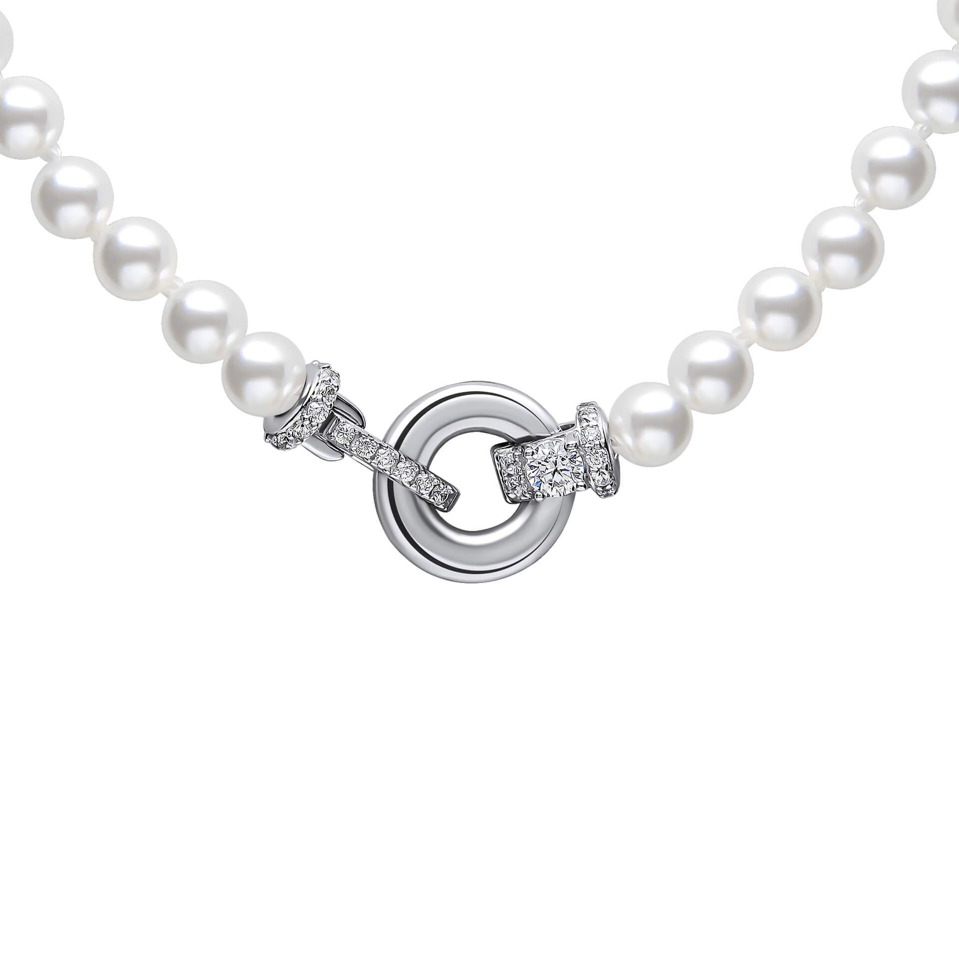 Diamonfire Shell Pearl Necklace with Zirconia Feature Clasp