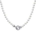 Diamonfire Shell Pearl Necklace with Zirconia Feature Clasp