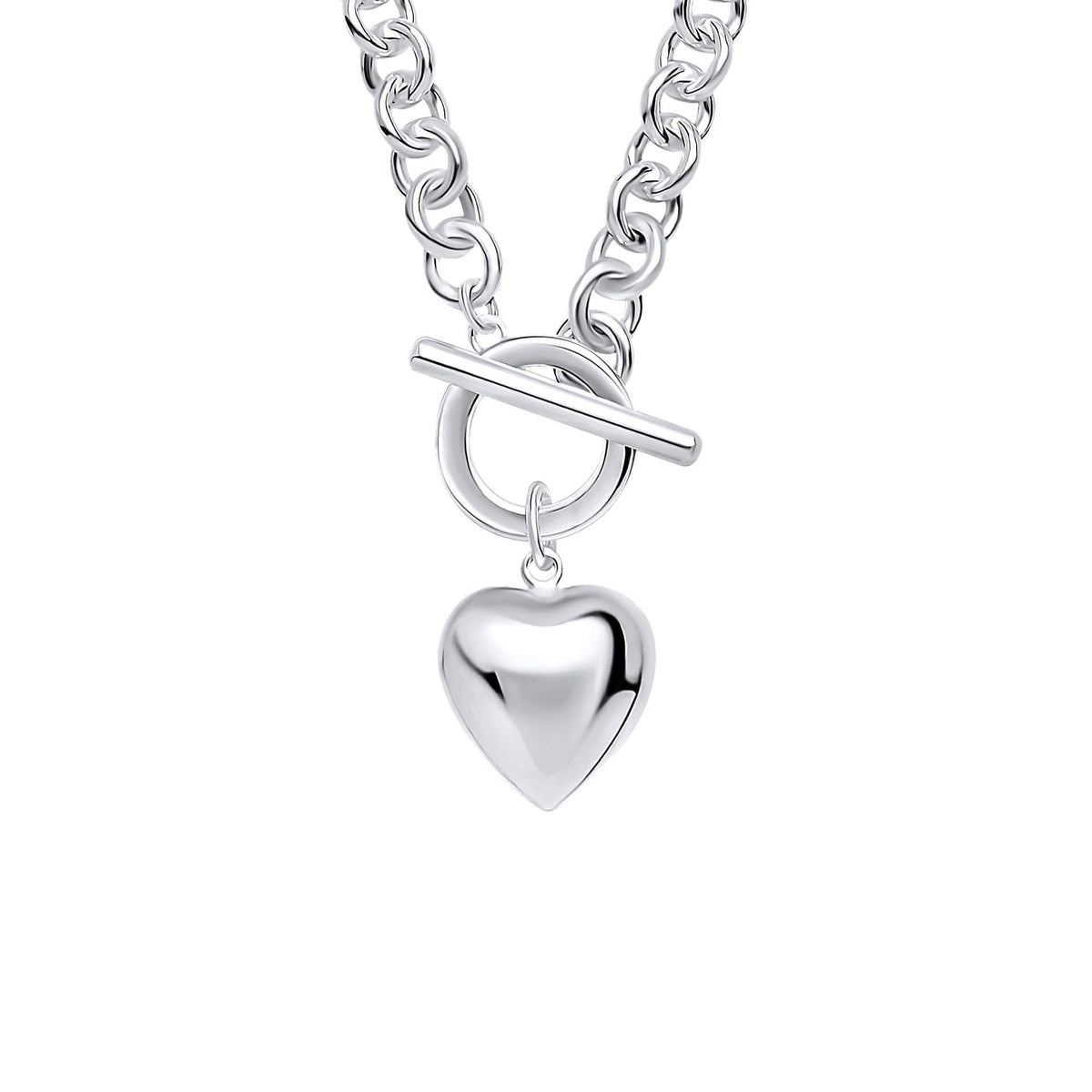 Beginnings Puff Heart T-Bar Chain Necklace