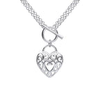 Beginnings Large Filigree Heart Double Chain T-Bar Necklace