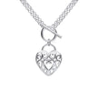 Beginnings Large Filigree Heart Double Chain T-Bar Necklace