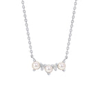 Beginnings Curved Freshwater Pearl and Cubic Zirconia Bar Necklace