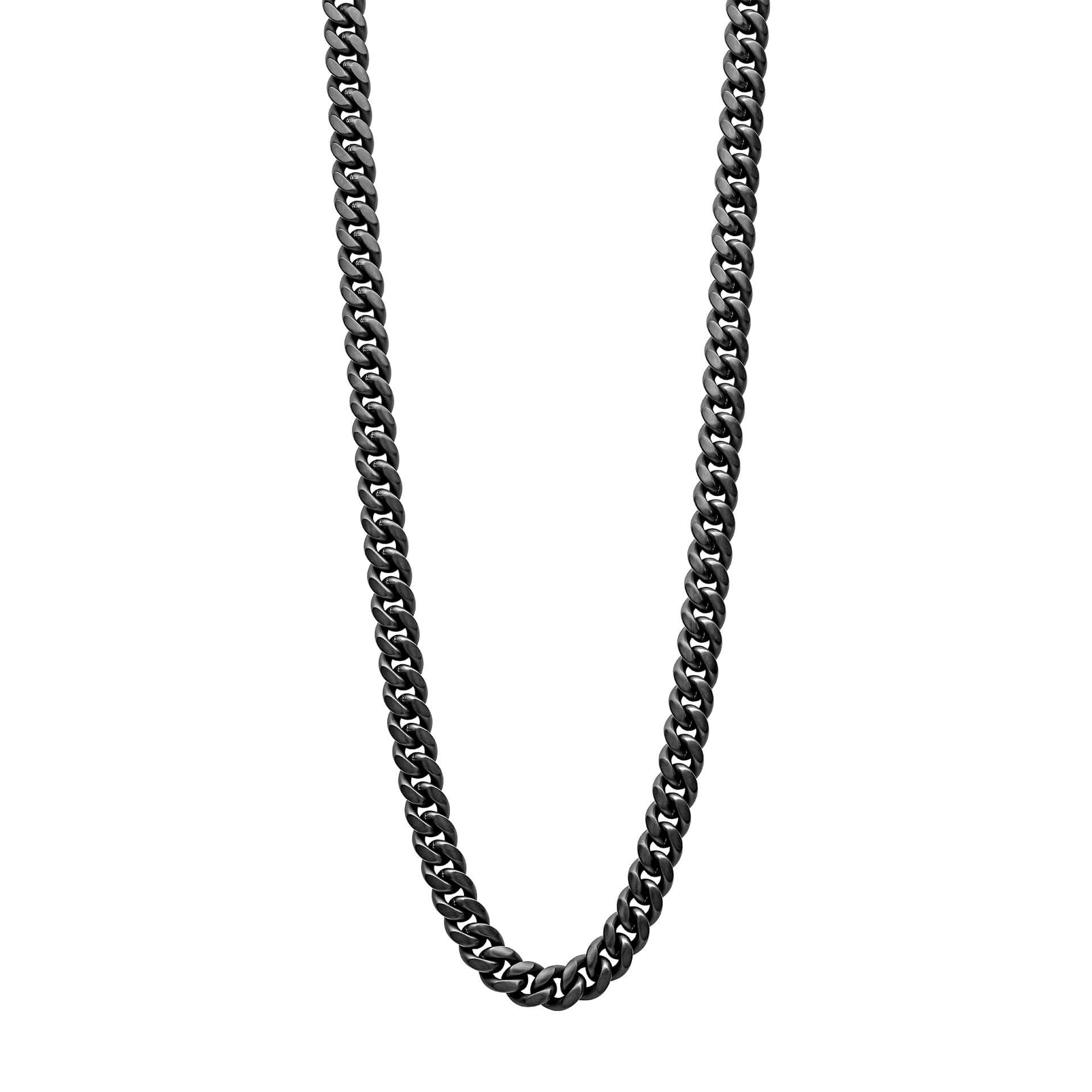 Fred Bennett Black Brushed Curb Chain Necklace