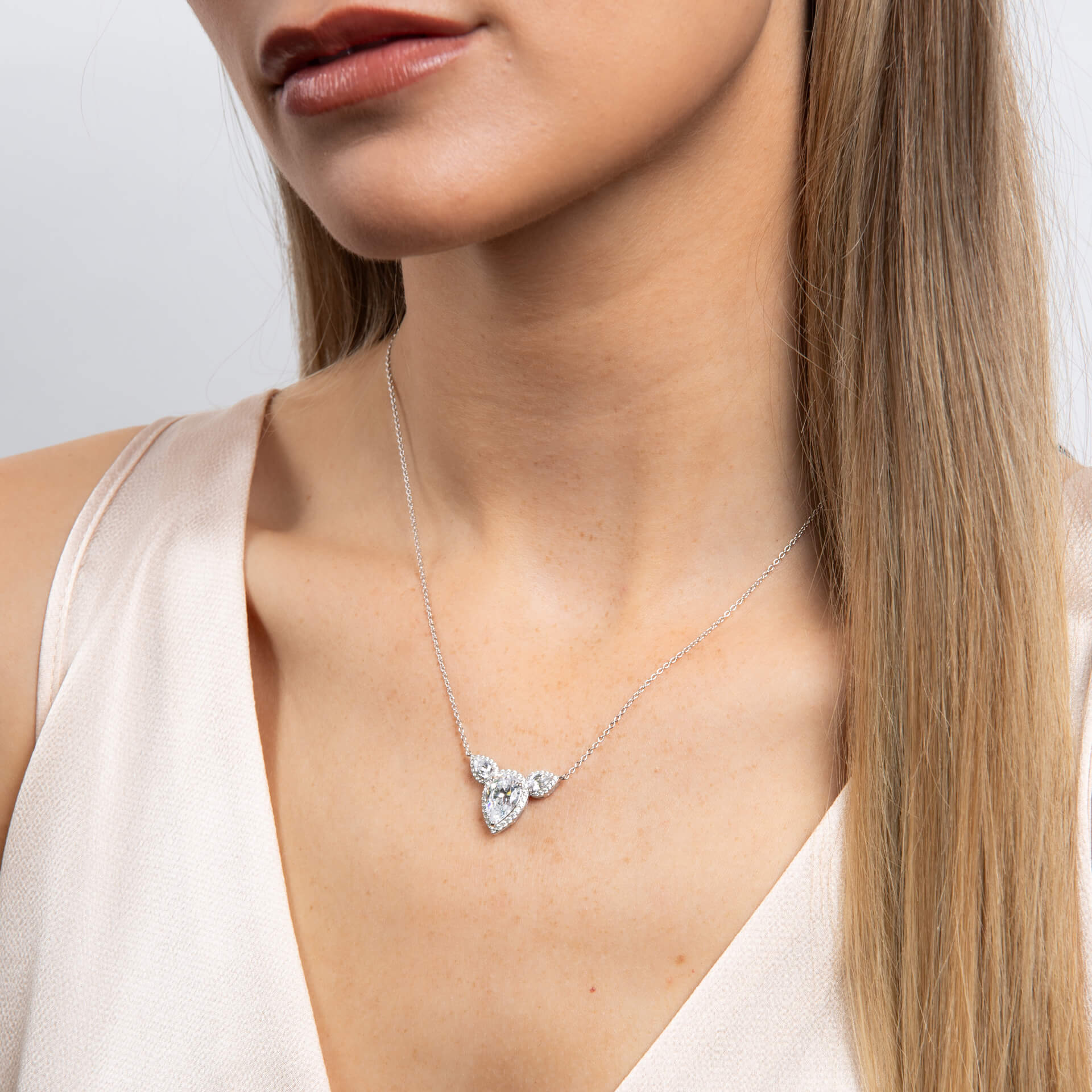 Diamonfire Triple Teardrop Statement Necklace