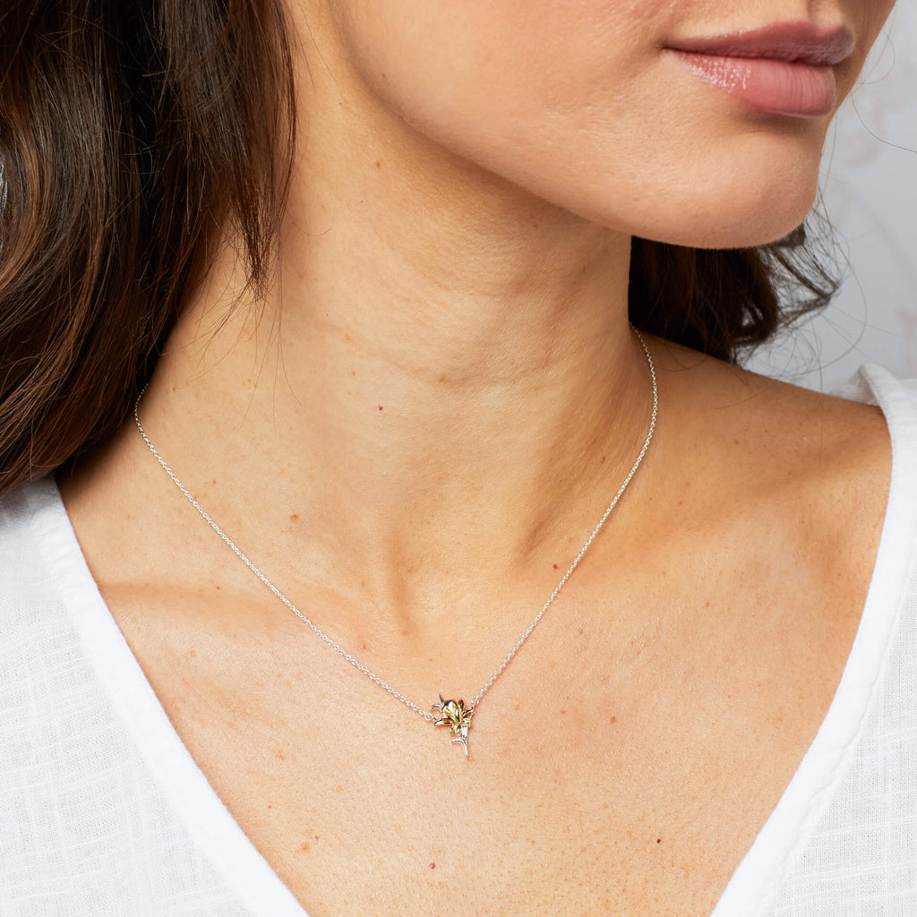 Laura Ashley Silver Heritage Daffodil Necklace
