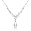 Diamonfire Statement Zirconia Lined Necklace with Shell Pearl Drop