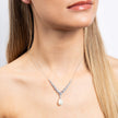 Diamonfire Statement Zirconia Lined Necklace with Shell Pearl Drop