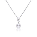 Diamonfire Shell Pearl Drop Necklace with Zirconia Cluster