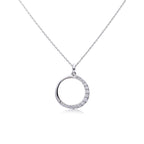 Diamonfire Half Pave Open Circle Necklace