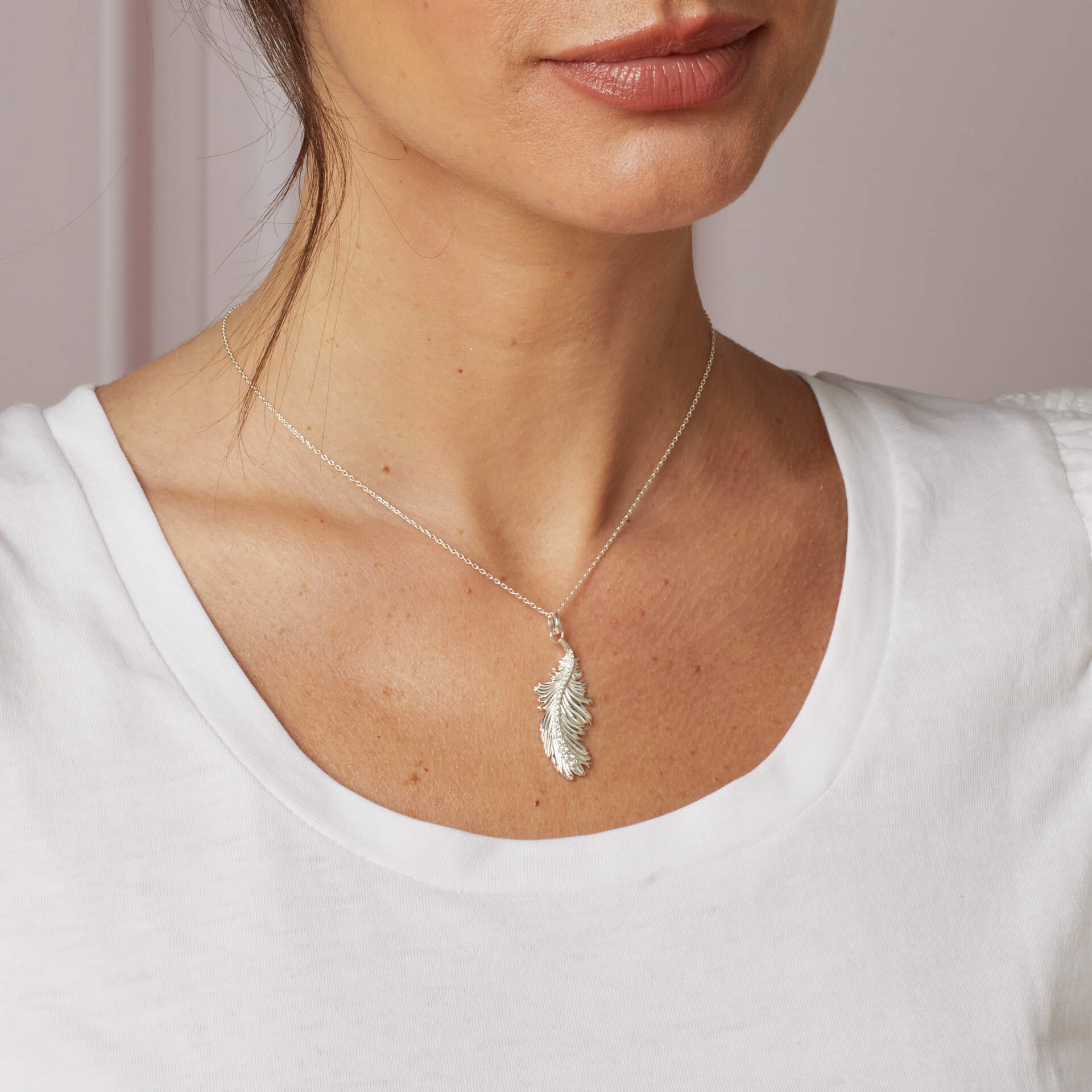 Laura Ashley Silver Plume Feather Necklace