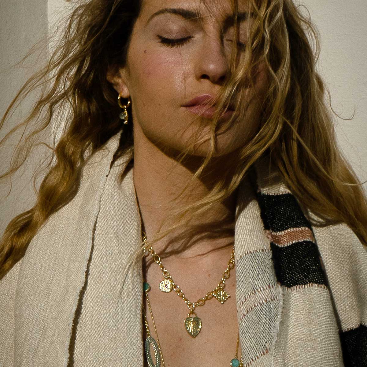 Janus Gold Charm Necklace: Pearl, Pink Zircon & Mother of Pearl