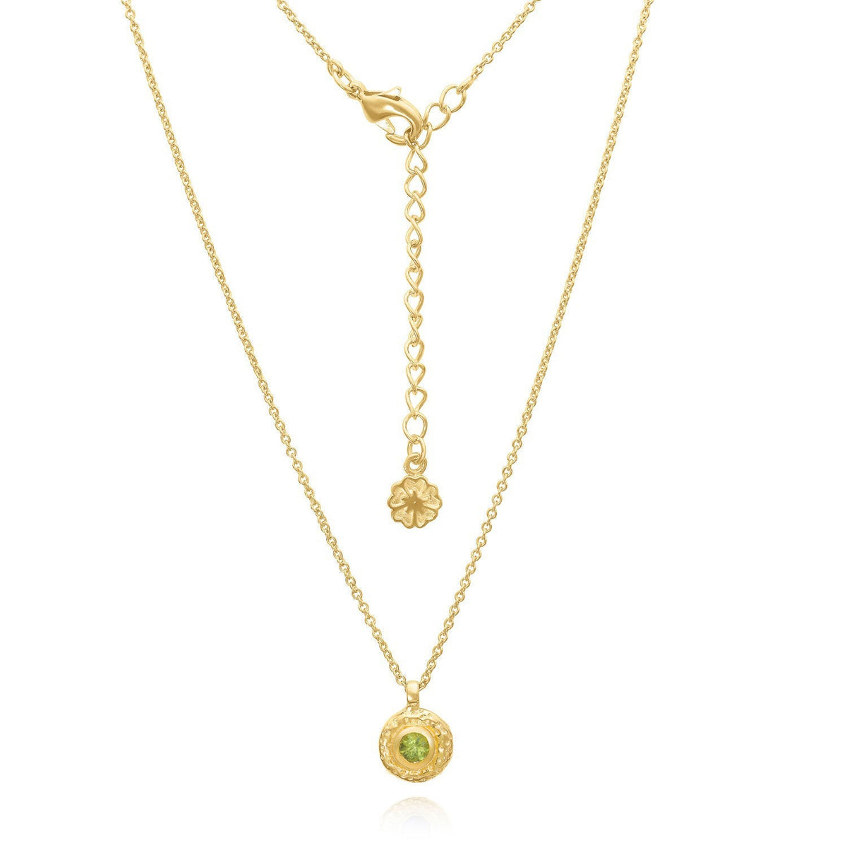 Collier pendentif Luna mono-disque péridot