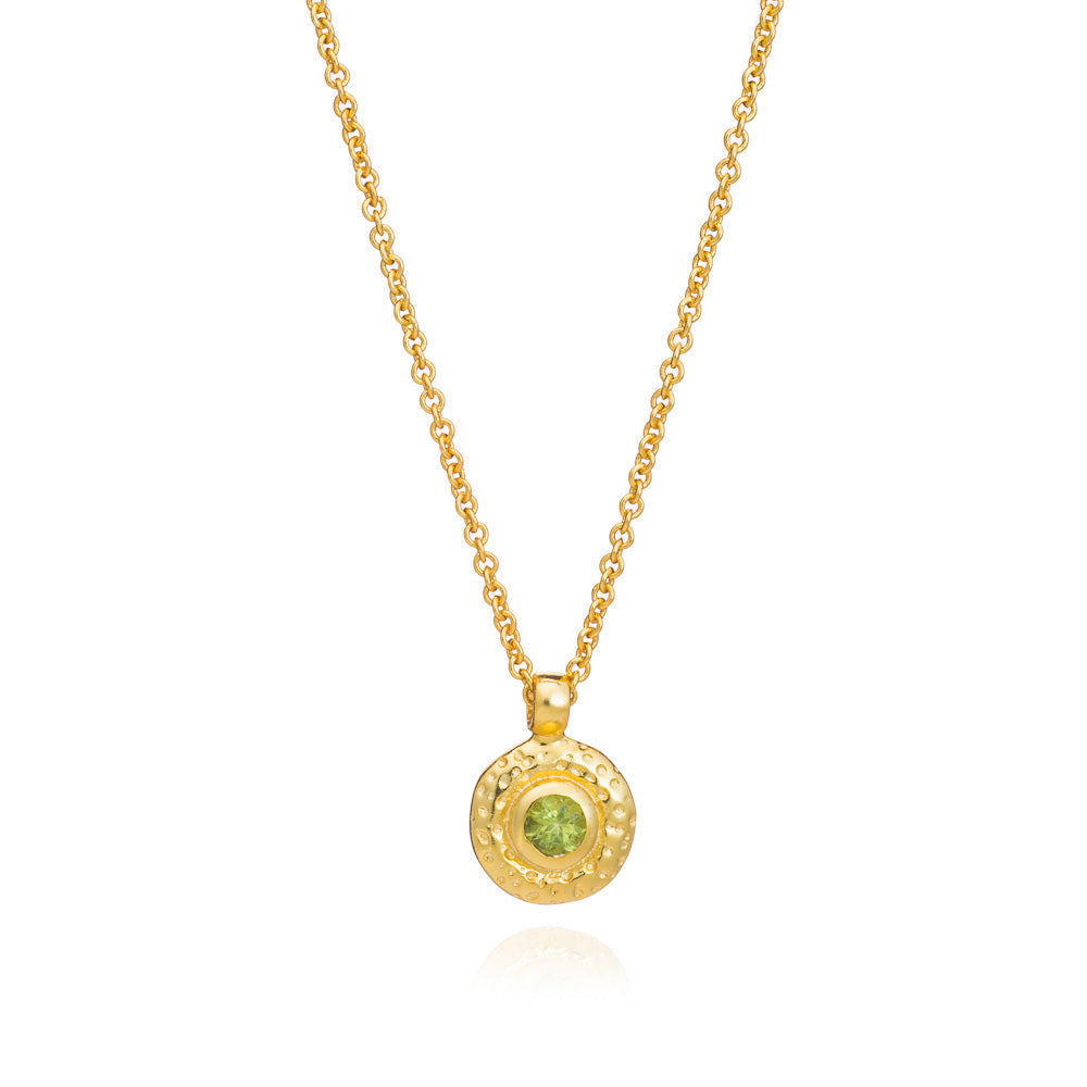 Collier pendentif Luna mono-disque péridot