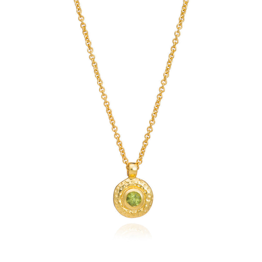 Collier pendentif Luna mono-disque péridot