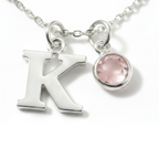 Collar inicial y de piedra de nacimiento de octubre | Regalo personalizado de cuarzo rosa