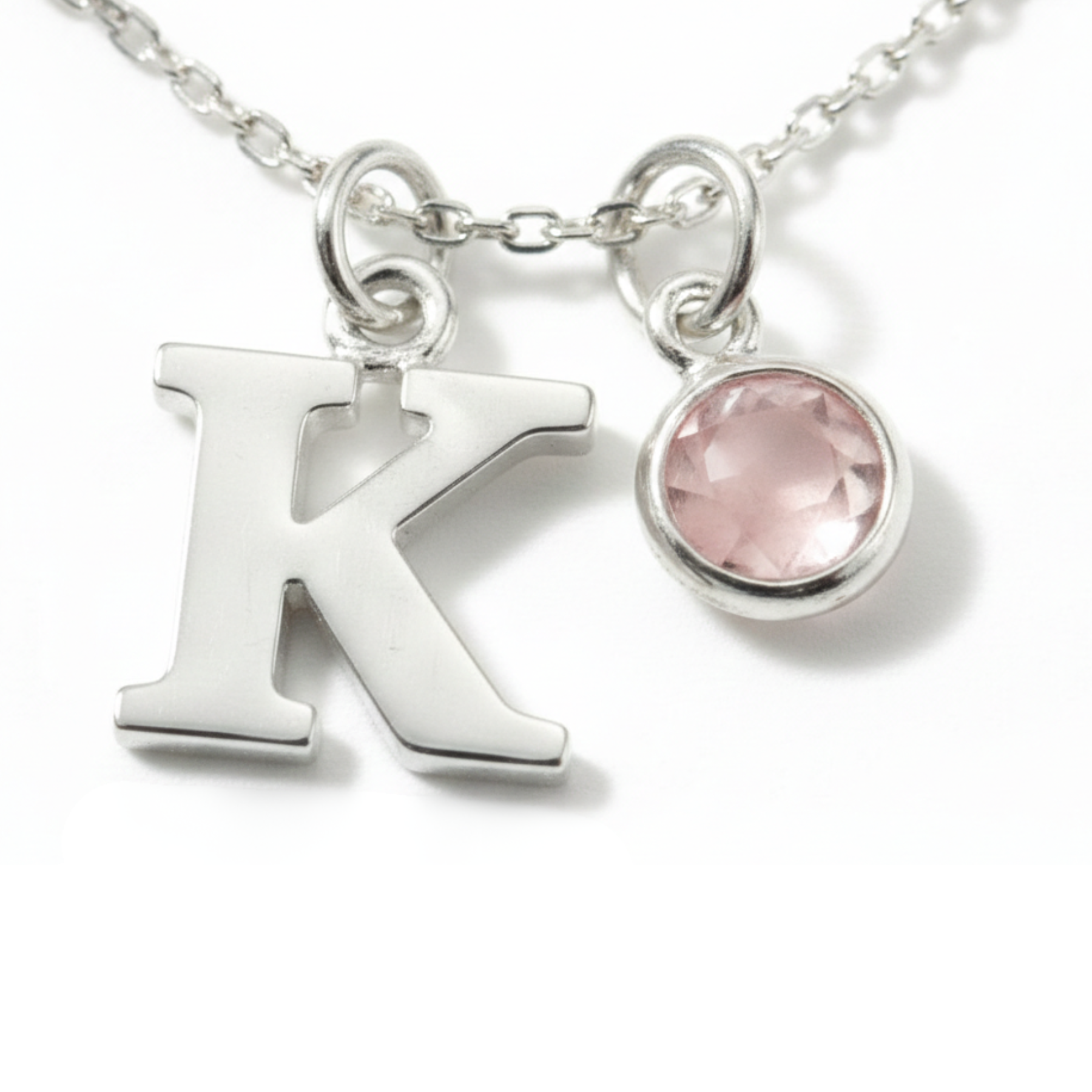 Collar inicial y de piedra de nacimiento de octubre | Regalo personalizado de cuarzo rosa