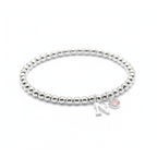Initial & October Birthstone Bracelet | Personalised Stretch Bead Bracelet