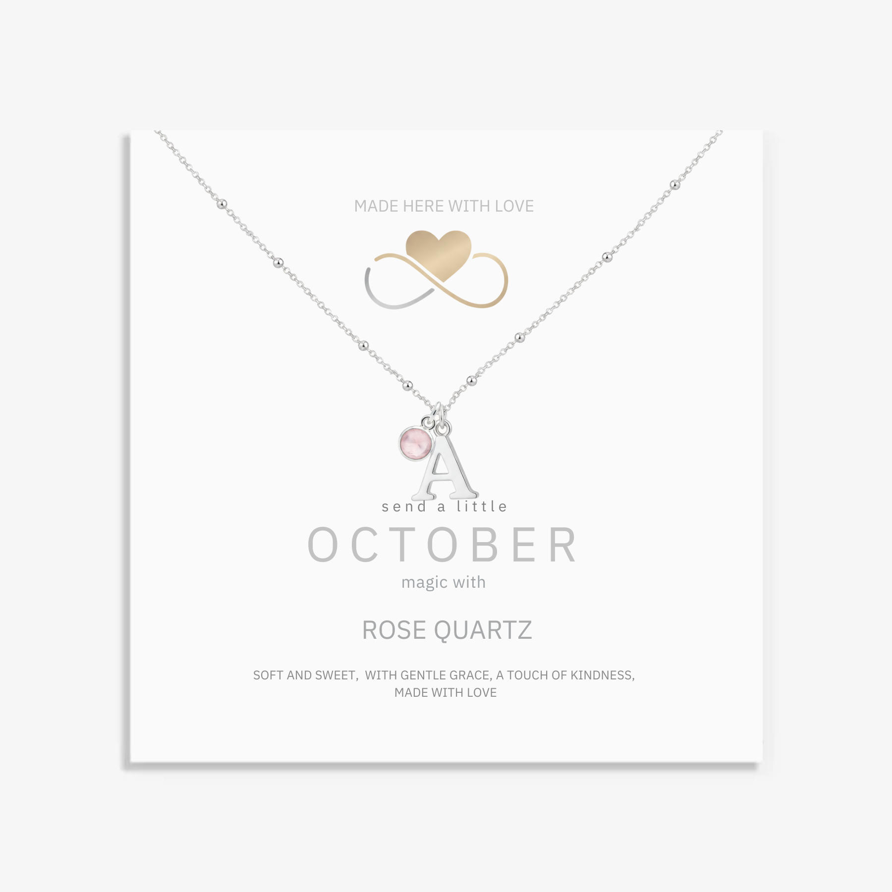 Collar inicial y de piedra de nacimiento de octubre | Regalo personalizado de cuarzo rosa