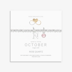 Initial & October Birthstone Bracelet | Personalised Stretch Bead Bracelet