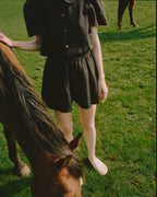 Olivia Linen Shorts  - Black