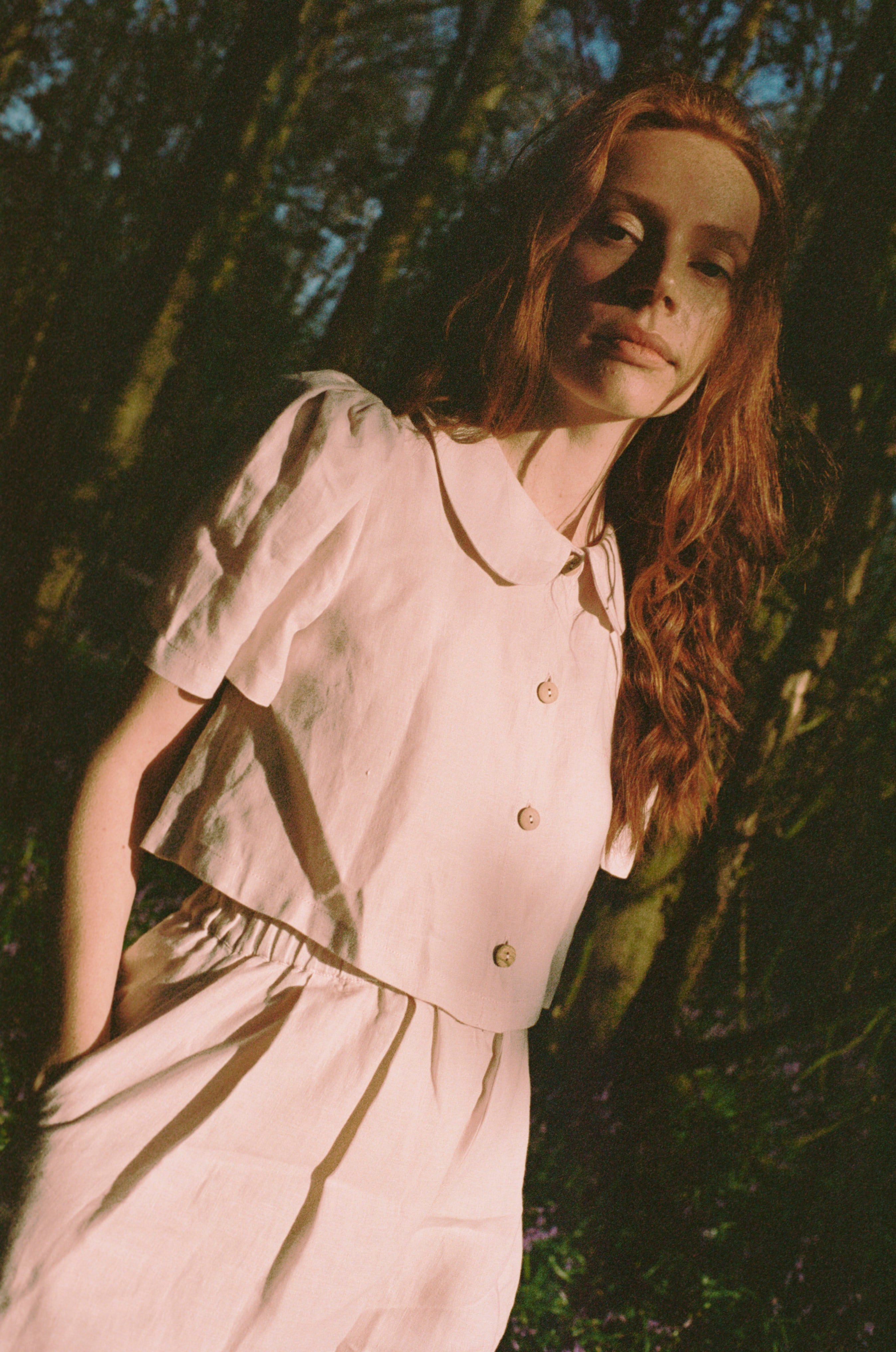 Frances Linen Cropped Blouse  - Primrose - size S/M on pre-order for end of September delivery