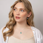 Beginnings Flower Pattern Earrings with Turquoise Background