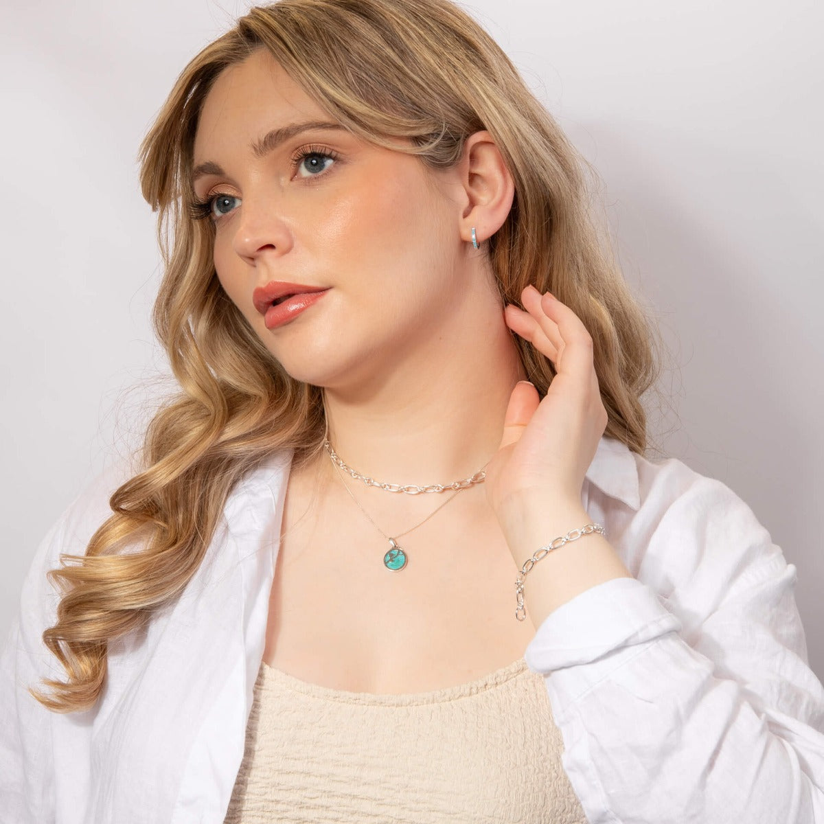 Beginnings Turquoise Crystal Hoop Earrings