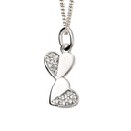 Beginnings Double Heart Drop Pendant with Cubic Zirconia
